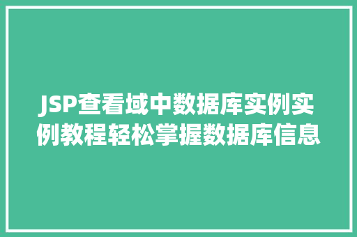 JSP查看域中数据库实例实例教程轻松掌握数据库信息检索 第1张 JSP查看域中数据库实例实例教程轻松掌握数据库信息检索 第1张