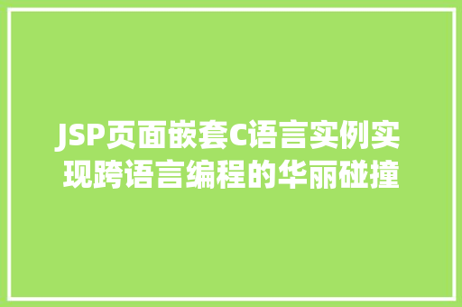 JSP页面嵌套C语言实例实现跨语言编程的华丽碰撞