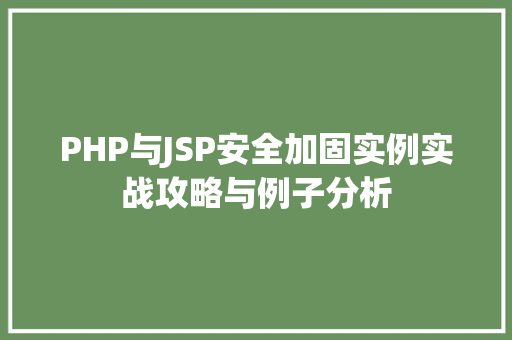 PHP与JSP安全加固实例实战攻略与例子分析 第1张 PHP与JSP安全加固实例实战攻略与例子分析 第1张