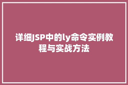 详细JSP中的ly命令实例教程与实战方法  第1张