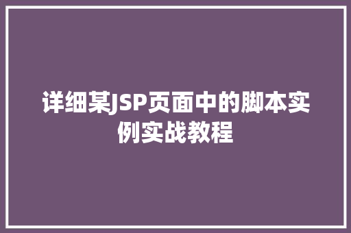 详细某JSP页面中的脚本实例实战教程