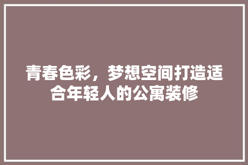 青春色彩，梦想空间打造适合年轻人的公寓装修