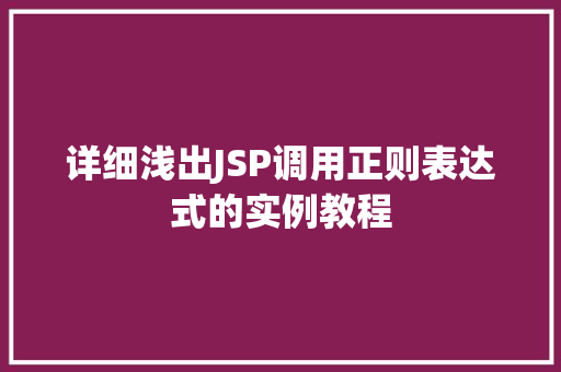详细浅出JSP调用正则表达式的实例教程