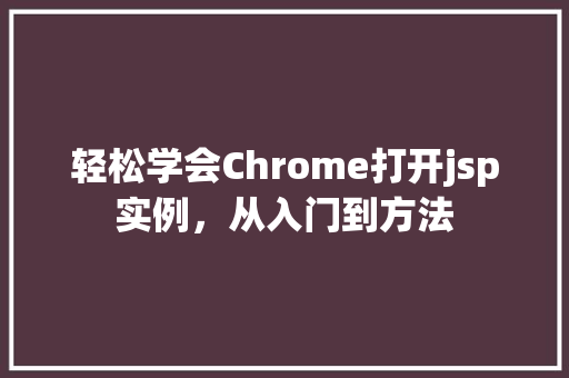 轻松学会Chrome打开jsp实例,从入门到方法 第1张 轻松学会Chrome打开jsp实例,从入门到方法 第1张