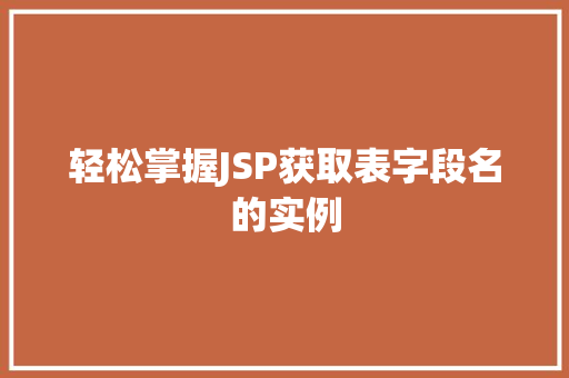轻松掌握JSP获取表字段名的实例