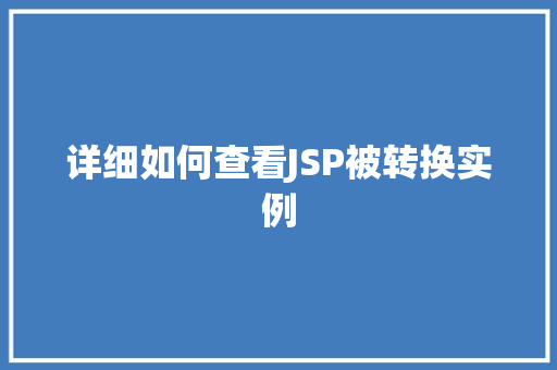详细如何查看JSP被转换实例