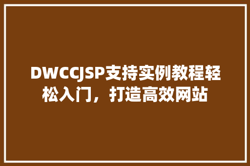 DWCCJSP支持实例教程轻松入门，打造高效网站