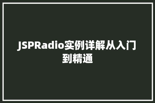 JSPRadio实例详解从入门到精通