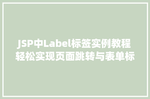 JSP中Label标签实例教程轻松实现页面跳转与表单标签关联 第1张 JSP中Label标签实例教程轻松实现页面跳转与表单标签关联 第1张