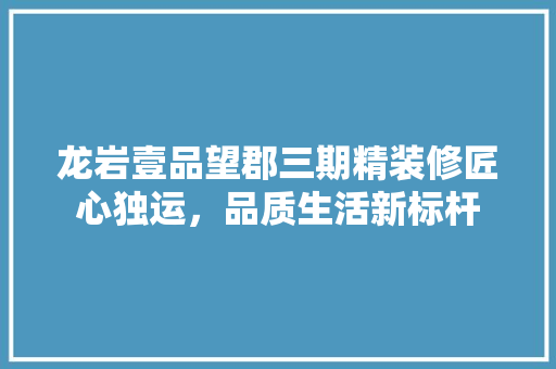 龙岩壹品望郡三期精装修匠心独运，品质生活新标杆  第1张