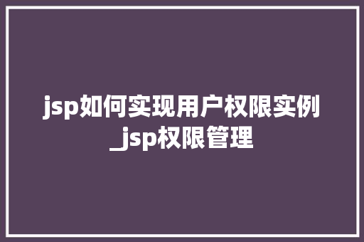 jsp如何实现用户权限实例_jsp权限管理