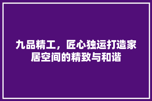 九品精工，匠心独运打造家居空间的精致与和谐