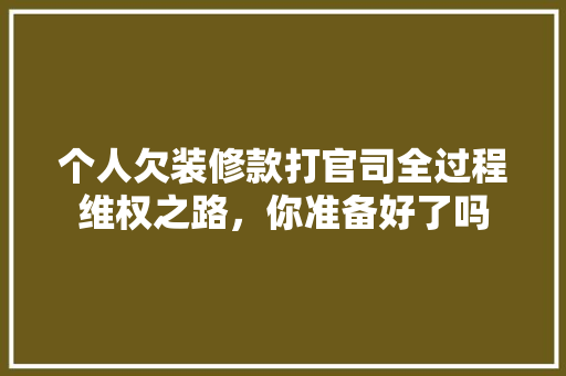 个人欠装修款打官司全过程维权之路，你准备好了吗