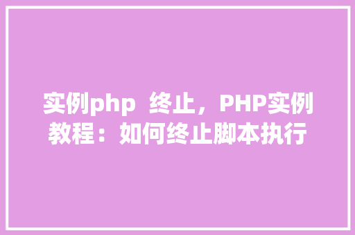 实例php 终止,PHP实例教程:如何终止脚本执行