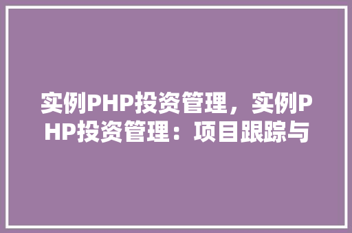 实例PHP投资管理,实例PHP投资管理:项目跟踪与风险介绍