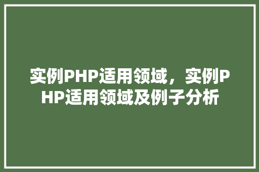 实例PHP适用领域,实例PHP适用领域及例子分析