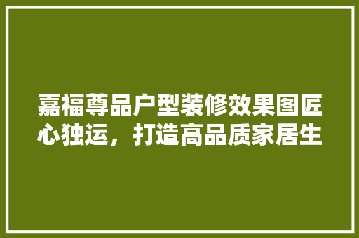 嘉福尊品户型装修效果图匠心独运，打造高品质家居生活