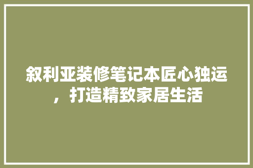 叙利亚装修笔记本匠心独运，打造精致家居生活