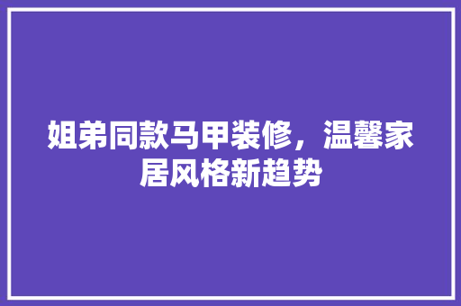 姐弟同款马甲装修，温馨家居风格新趋势