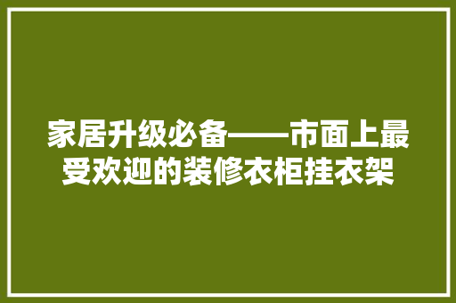 家居升级必备——市面上最受欢迎的装修衣柜挂衣架