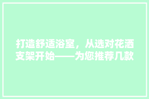 打造舒适浴室，从选对花洒支架开始——为您推荐几款好用的花洒支架