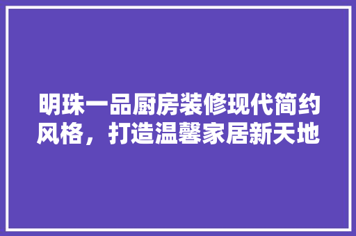 明珠一品厨房装修现代简约风格，打造温馨家居新天地