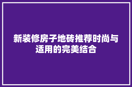 新装修房子地砖推荐时尚与适用的完美结合