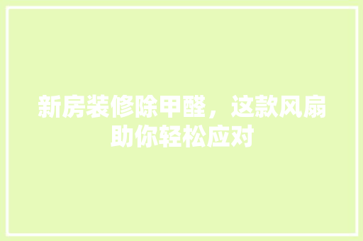 新房装修除甲醛，这款风扇助你轻松应对  第1张