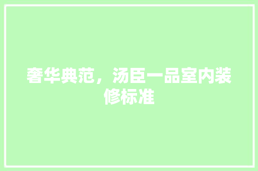 奢华典范，汤臣一品室内装修标准