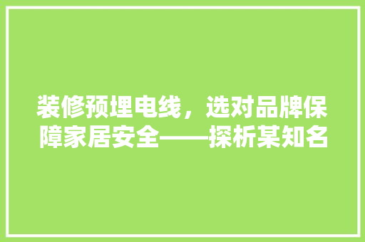 装修预埋电线，选对品牌保障家居安全——探析某知名品牌电线优势  第1张