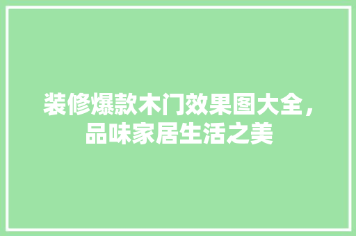 装修爆款木门效果图大全，品味家居生活之美
