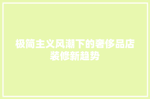 极简主义风潮下的奢侈品店装修新趋势