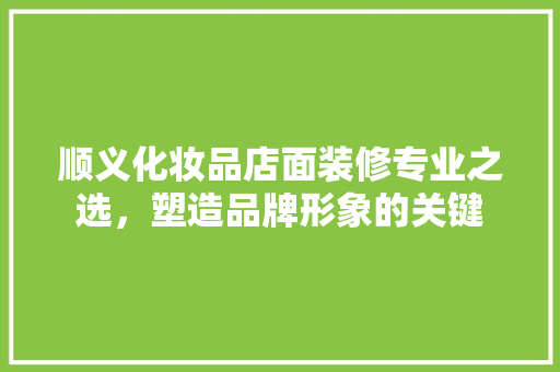 顺义化妆品店面装修专业之选，塑造品牌形象的关键