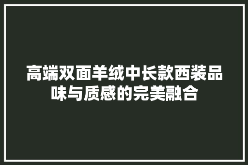 高端双面羊绒中长款西装品味与质感的完美融合