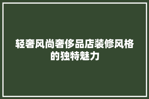 轻奢风尚奢侈品店装修风格的独特魅力