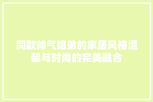 同款帅气姐弟的家居风格温馨与时尚的完美融合