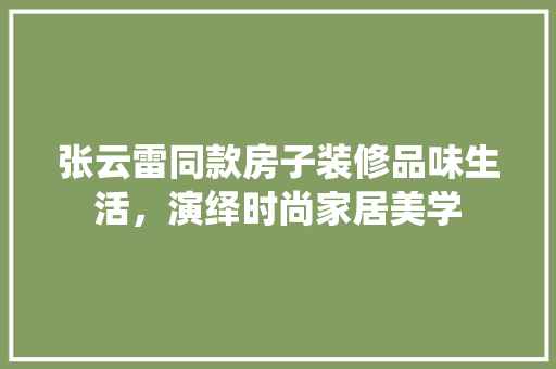 张云雷同款房子装修品味生活，演绎时尚家居美学