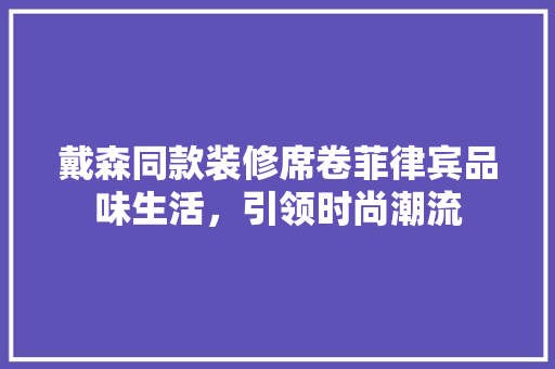 戴森同款装修席卷菲律宾品味生活，引领时尚潮流