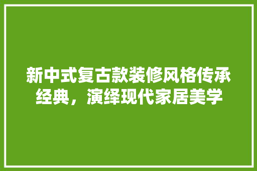 新中式复古款装修风格传承经典，演绎现代家居美学
