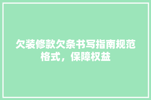欠装修款欠条书写指南规范格式，保障权益
