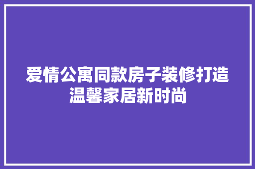 爱情公寓同款房子装修打造温馨家居新时尚