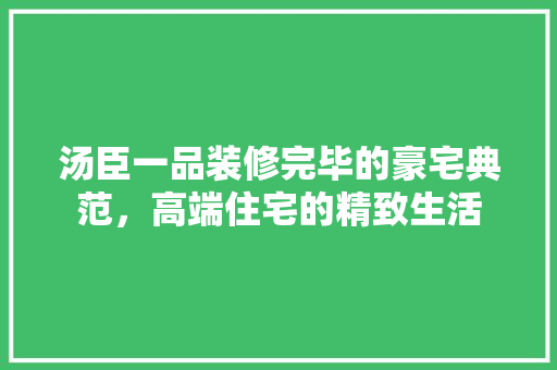 汤臣一品装修完毕的豪宅典范，高端住宅的精致生活