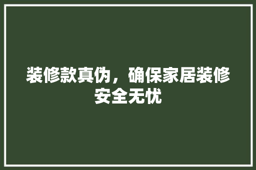 装修款真伪，确保家居装修安全无忧