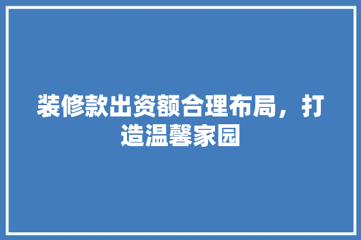 装修款出资额合理布局，打造温馨家园