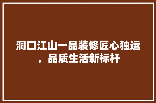 洞口江山一品装修匠心独运，品质生活新标杆