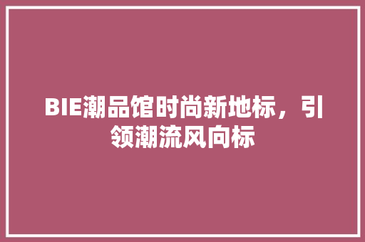 BIE潮品馆时尚新地标，引领潮流风向标