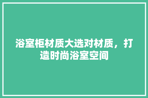 浴室柜材质大选对材质，打造时尚浴室空间