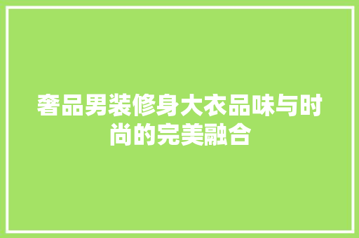 奢品男装修身大衣品味与时尚的完美融合