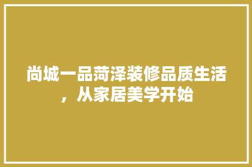 尚城一品菏泽装修品质生活，从家居美学开始