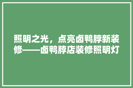 照明之光，点亮卤鸭脖新装修——卤鸭脖店装修照明灯具的选择之路